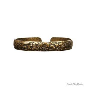 Vintage Brass Open Bangle Bracelet 2.63 Inches Adjustable Elegant